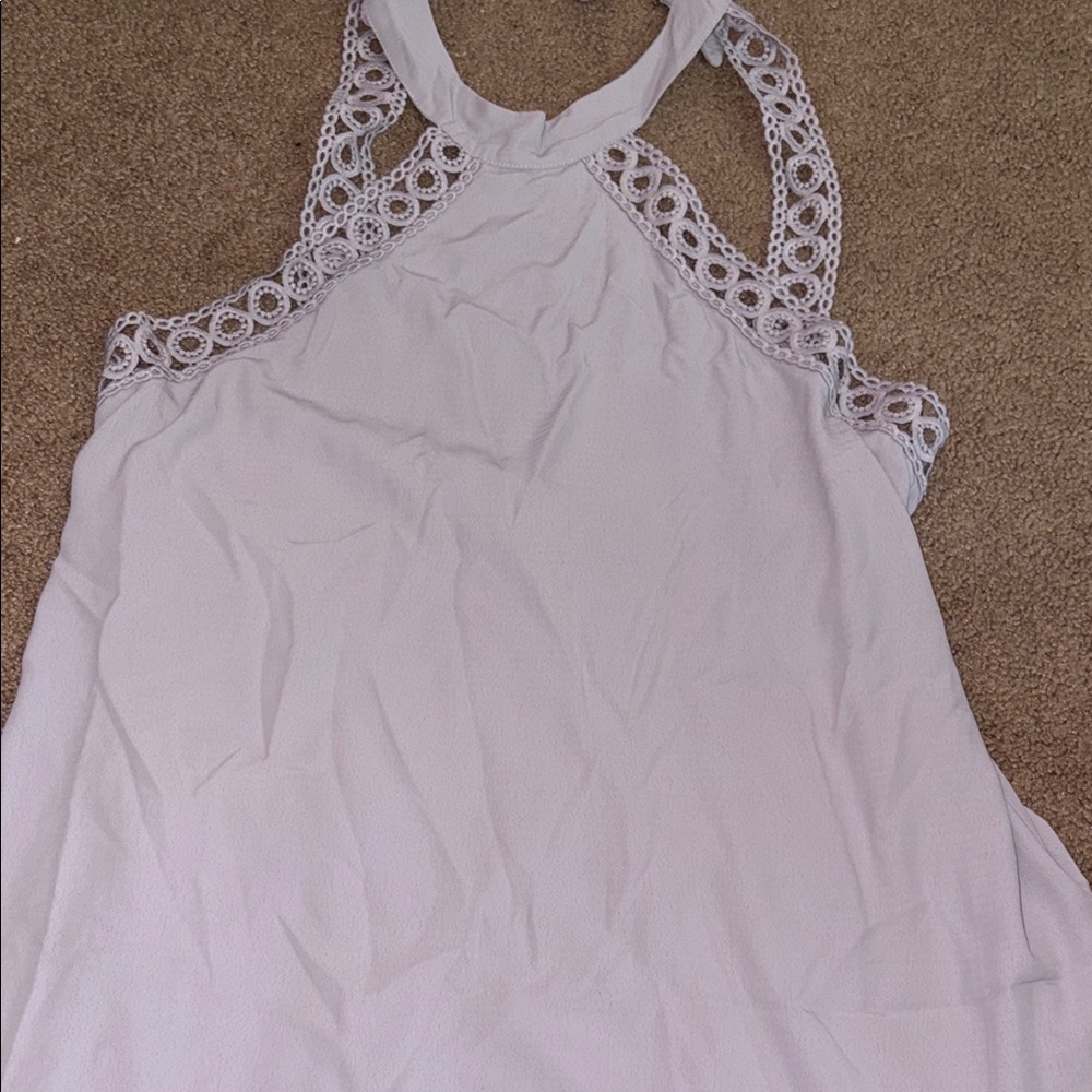 Elegant light purple Lulus Halter Dress with Lace Details